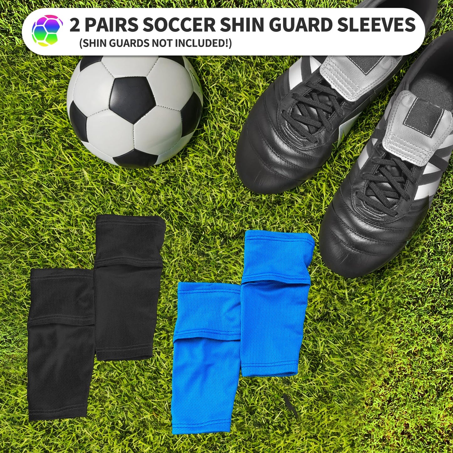 ATHCISE 2 Pairs Kids Youth Soccer Shin Guard Sleeves with Optimized Insert Pocket, Shin Pad Compression Sleeves for 3-15 Years Old Boys Girls Child Teens for Soccer Sport
