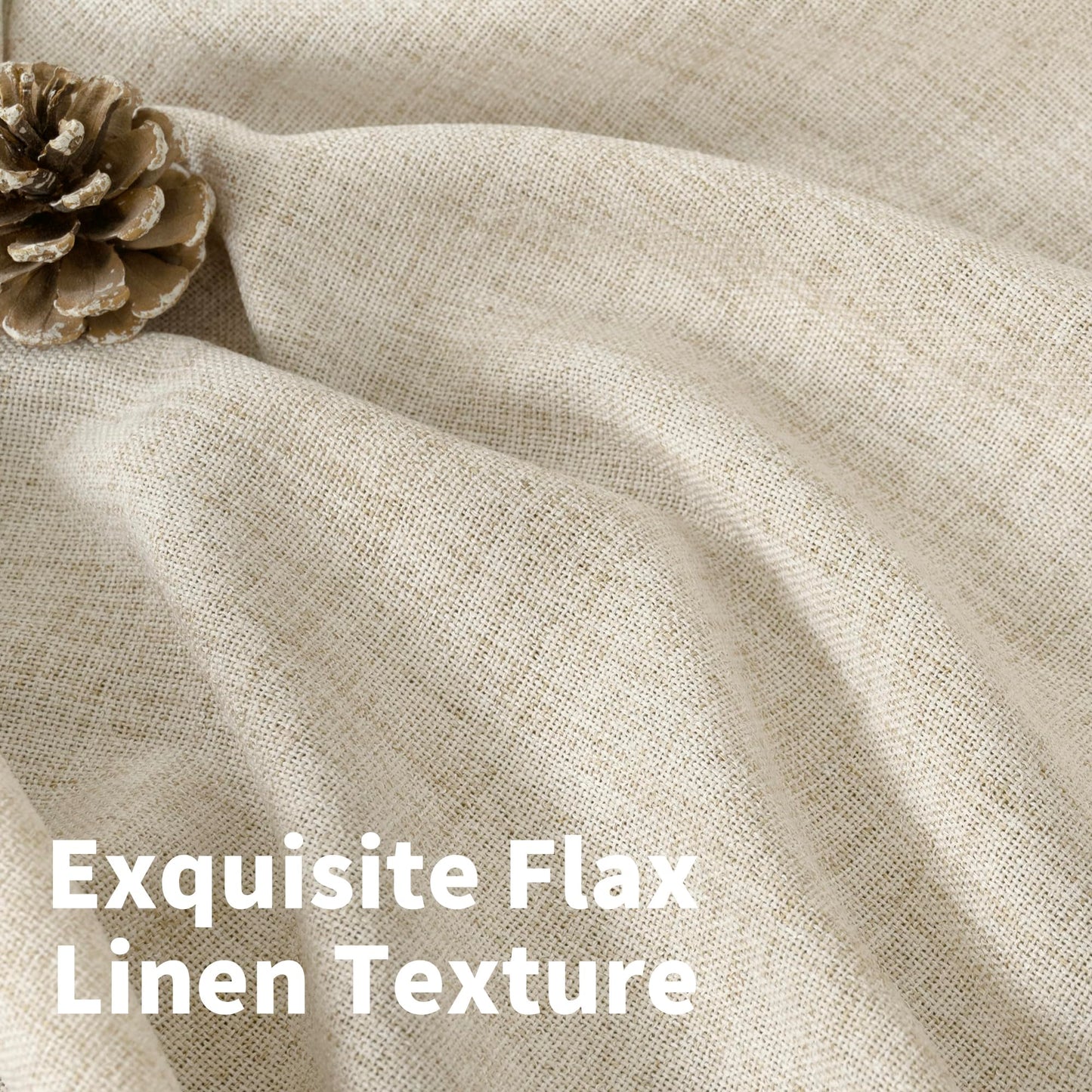 YoungsTex Rustic Linen Curtains 63 Inch Length 2 Panels for Living Room Window - Light Filtering Drapes with Bronze Grommet Thick Textured for Country Bedroom, 52 x 63 Inch