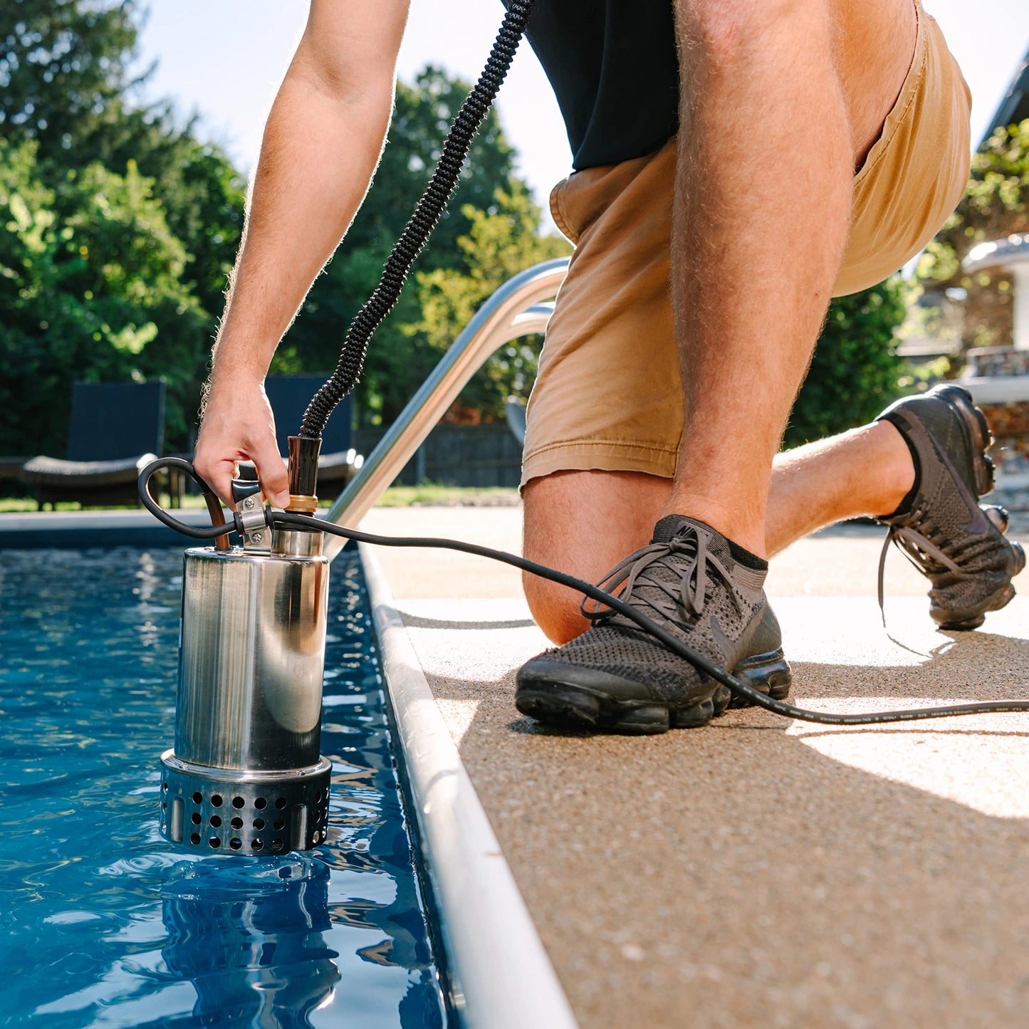 Little Giant MDP-1 115-Volt, 4260 GPH, 3/4 HP Manual Submersible Stainless Steel Main Drain Swimming Pool Utility Pump for Removing Standing Water, 25-ft Power Cord, Steel, 577306