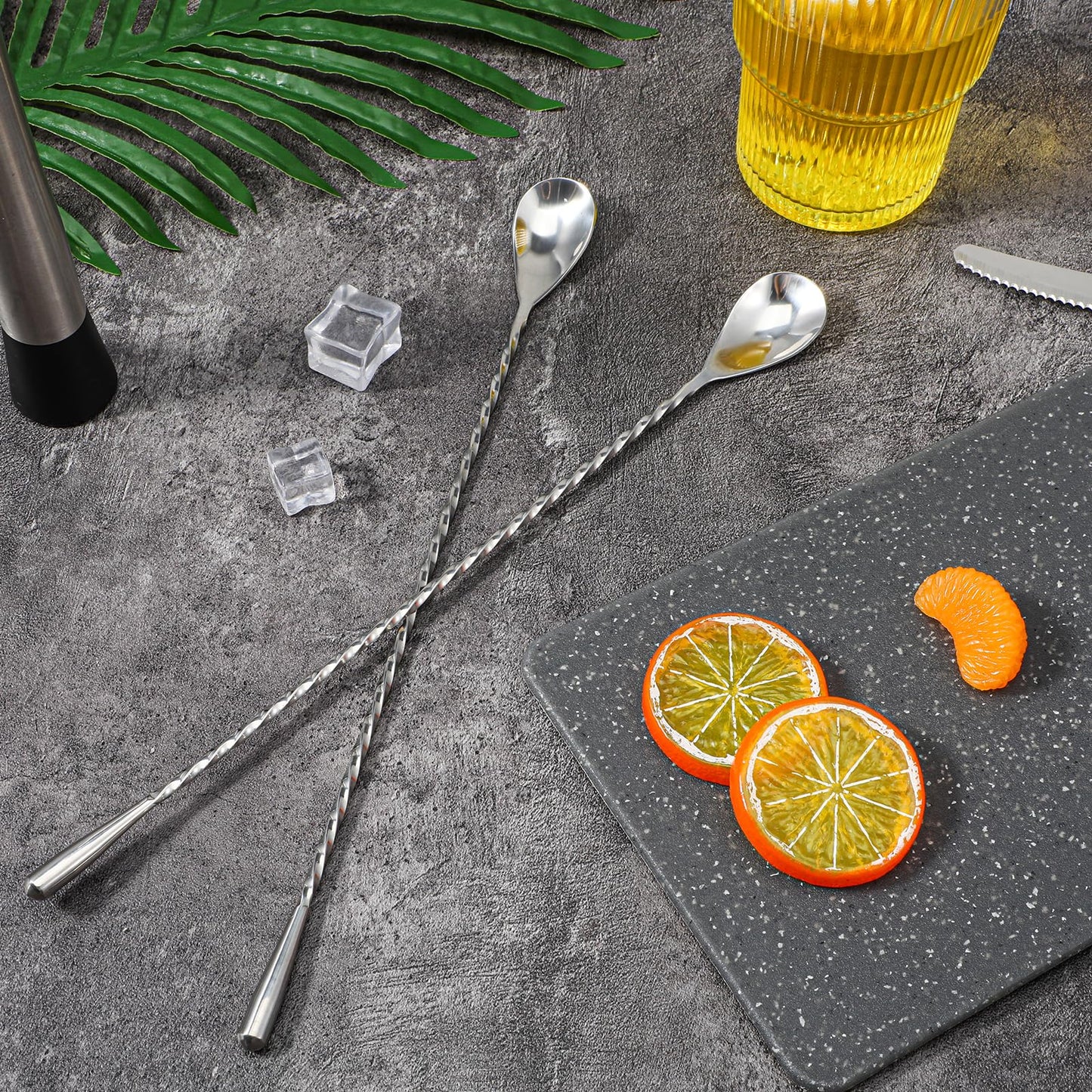18 Pcs 12 Inch Bar Spoon Cocktail Spoon Stainless Steel Mixing Spoons Spiral Pattern with Polished Surface Stirring Spoons for Cocktail Coffee Drinks, Home Bar Party (Silver)