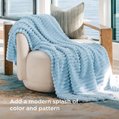 Bedsure GentleSoft Blue Fleece Blanket - Cozy Soft Throw for Couch, Light Blue, 50x70 Inches