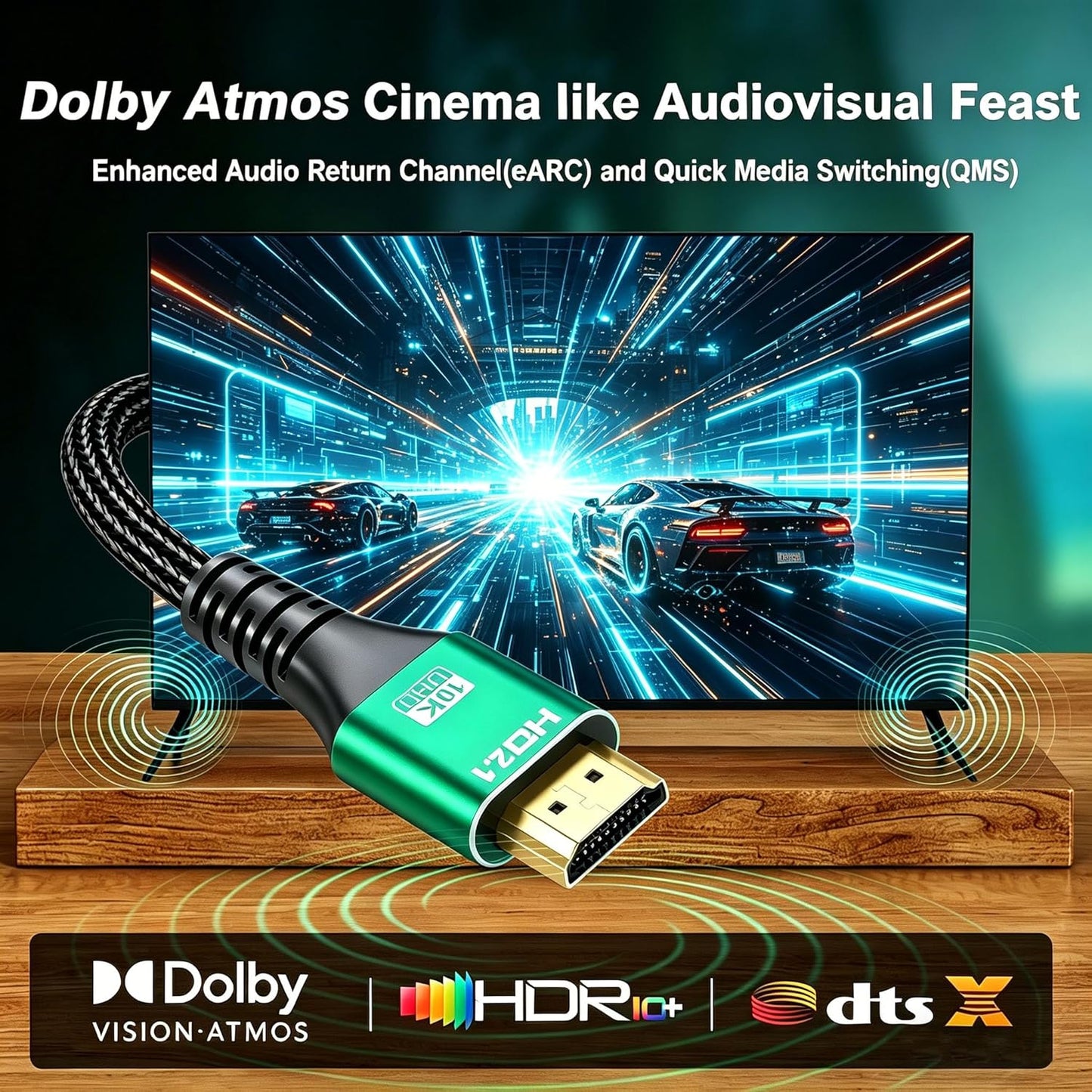 10K 8K 5-Pack 6.6FT, 2.1 48Gbps 8K@60Hz, 4K@120Hz HDR10, HDCP2.2&2.3 PS5/PS4, HDMI Cable HDMI Cable Bulk Ultra High
