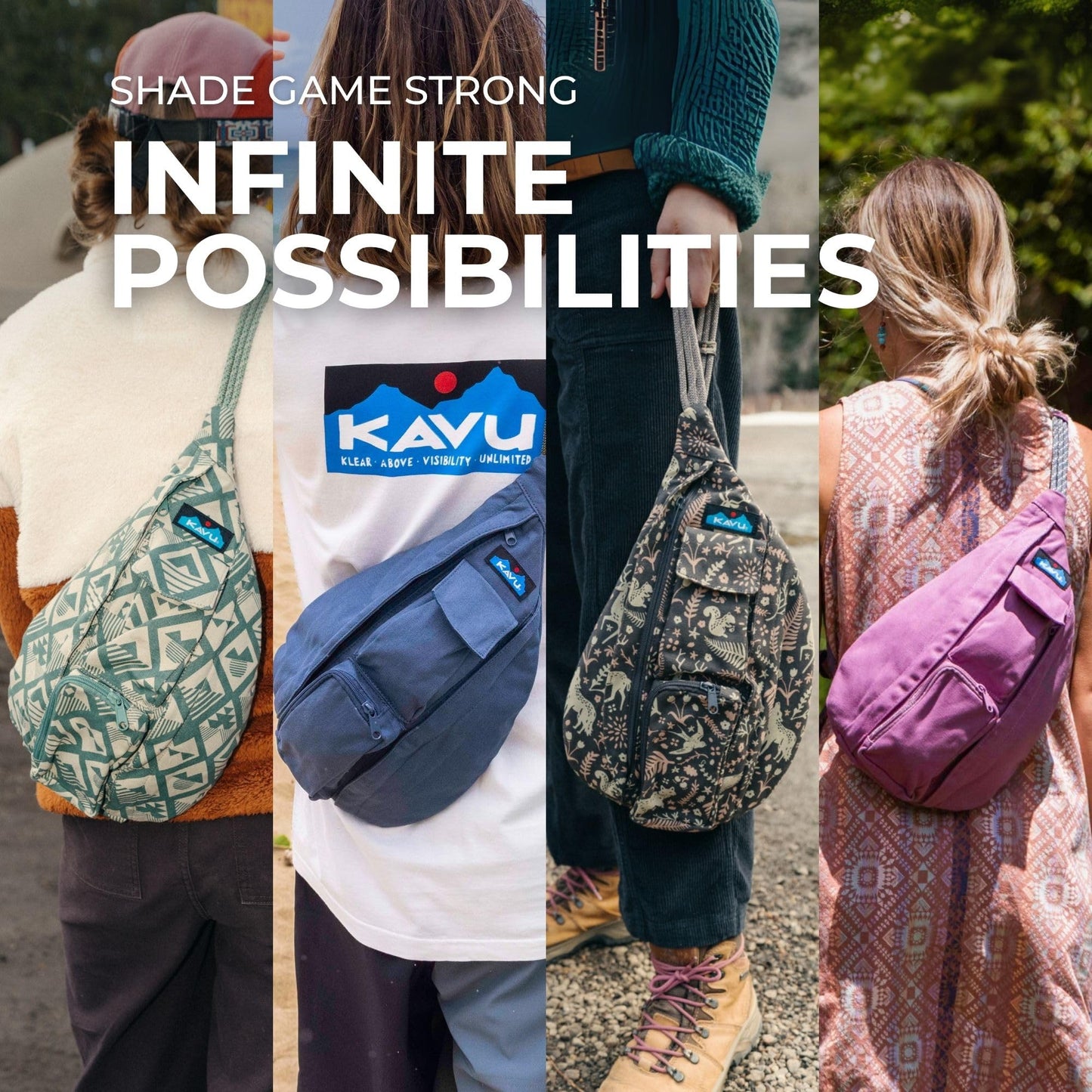 KAVU Mini Rope Bag Cotton Crossbody Sling - Black