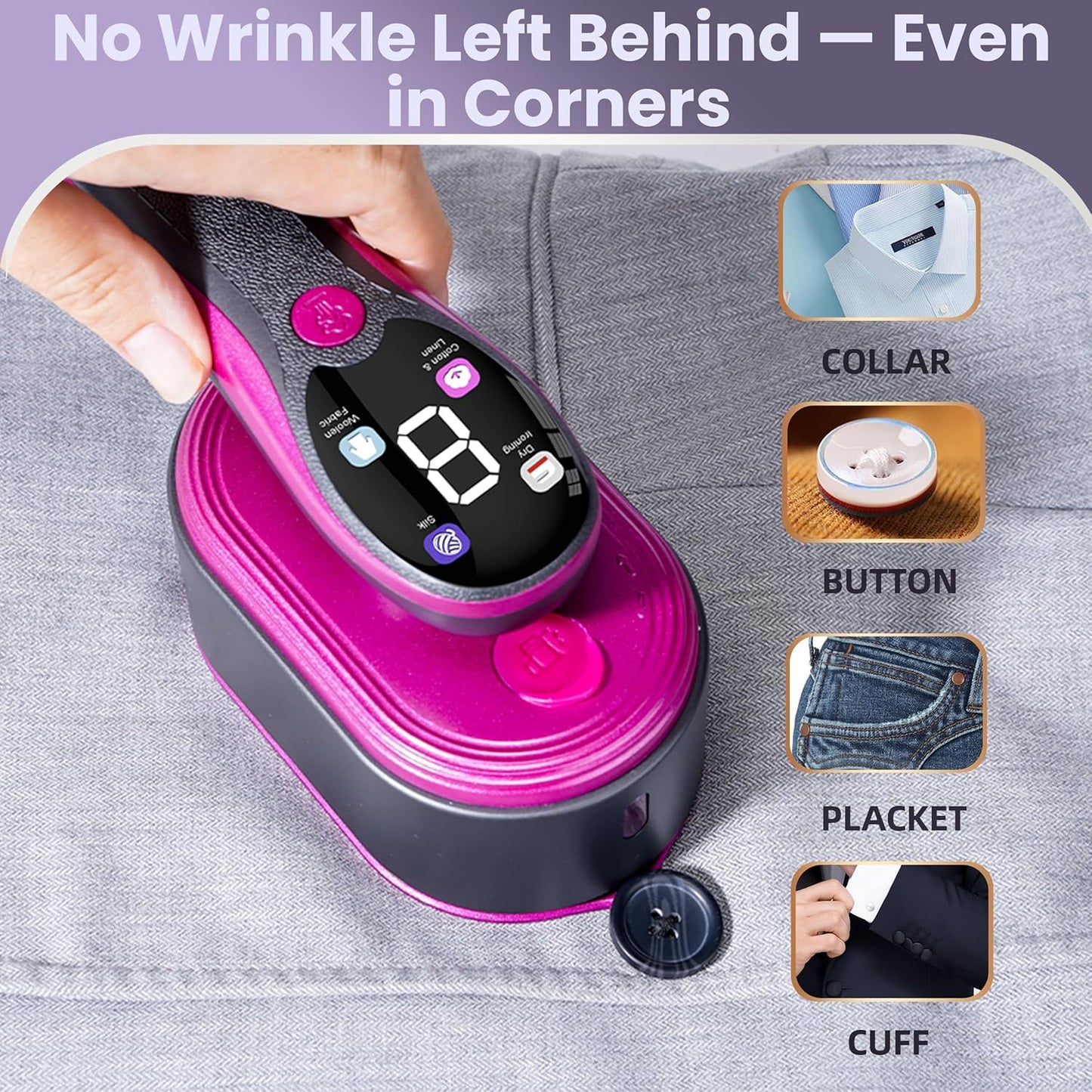 Skiennix Travel Steamer - 2-in-1 Clothes Iron with Fast Heat-Up, 4 Modes, 100ml Tank | Pink
