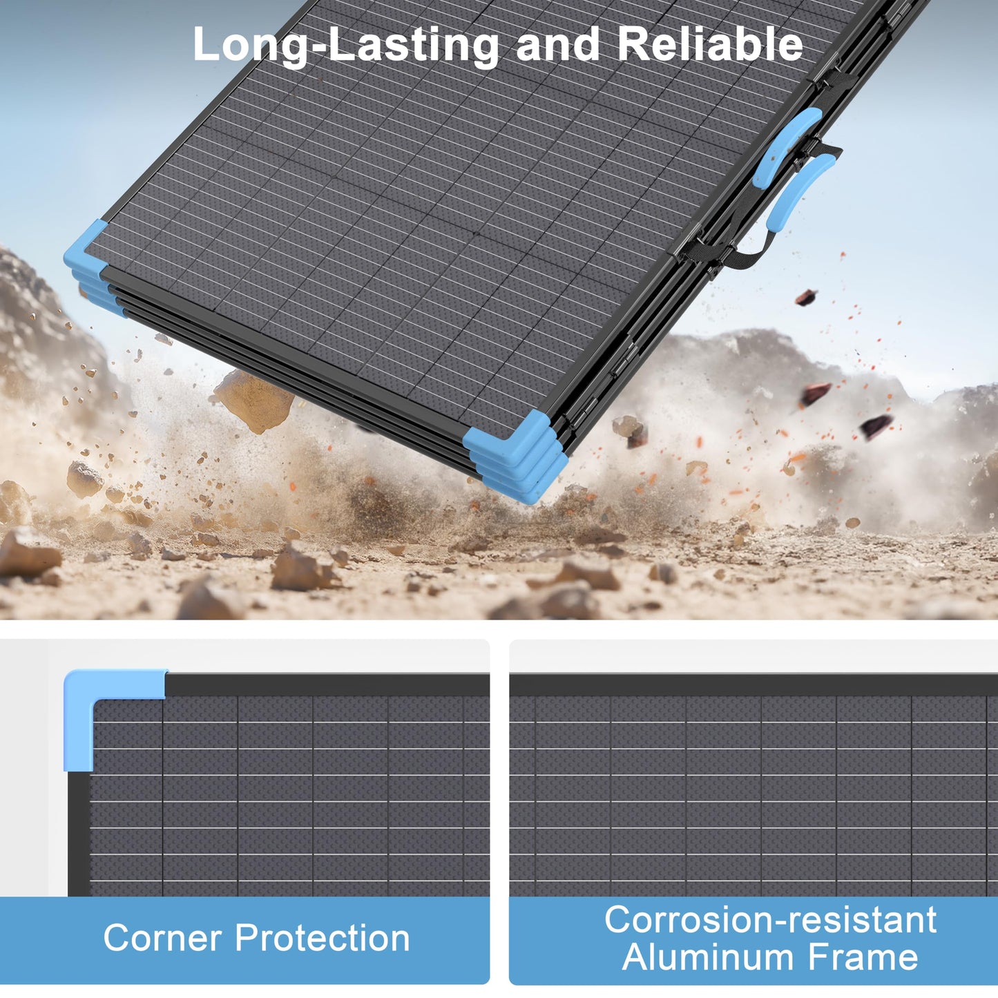 E-POWO 400W Bifacial Portable Solar Panel for Power Station, 23.5% High Efficiency ETFE Foldable Solar Charger for Camping Essentials,IP68 Waterproof 3 Reinforced Kickstands for RV Off-Grid Blackouts