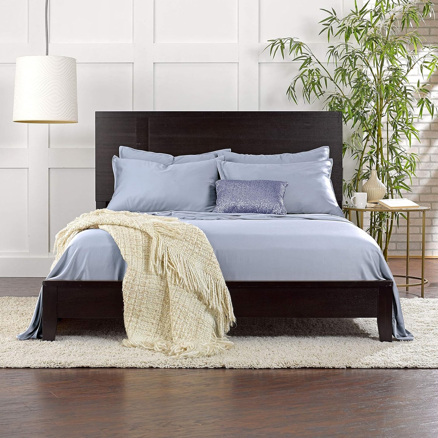 Pure Bamboo Queen Sheets - Luxuriously Soft 100% Organic Viscose Bed Sheet Set | Cooling & Durable (Queen, Sterling Blue)