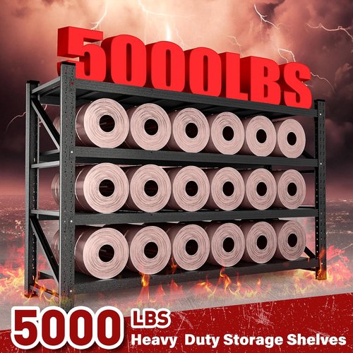 **Heavy Duty Garage Shelving Units by [Brand Name] - 5000LBS Capacity Black Metal Storage Rack | 71.3"W x 24"D x 70"H**