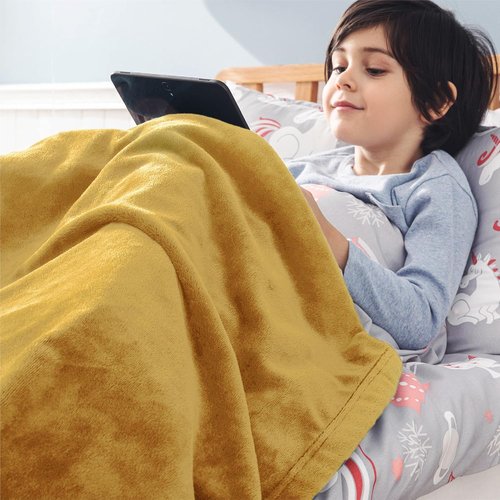Bedsure GentleSoft Fleece Blanket - Cozy Small Throw for Kids | 43x55 Inches, Gold