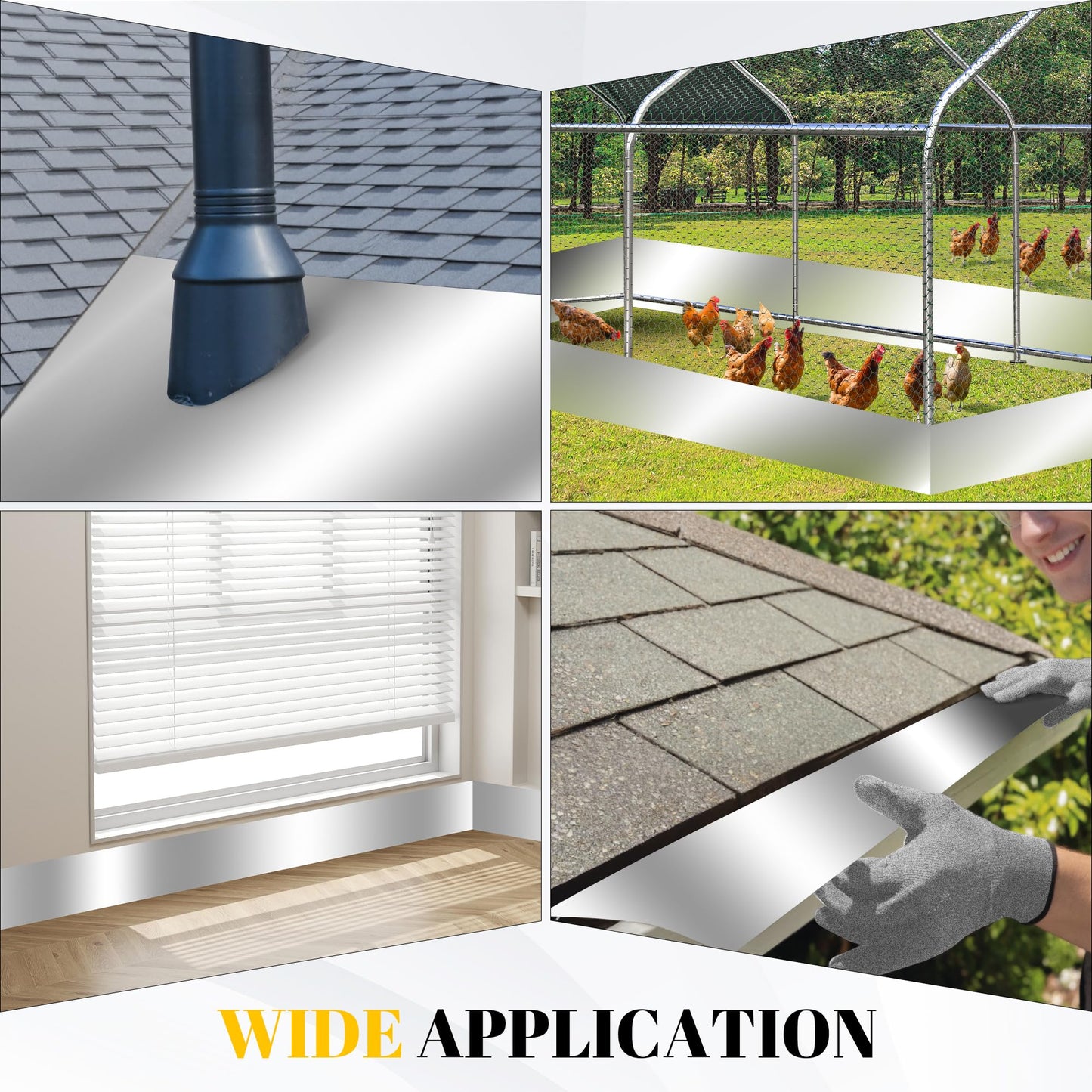 40'' x 50' Aluminum Flashing Roll, 0.3mm Thickness Metal Roof Flashing Roofing Panels for Sealing Windows Doors Siding Roofing Stains Moss and Mildew Prevention