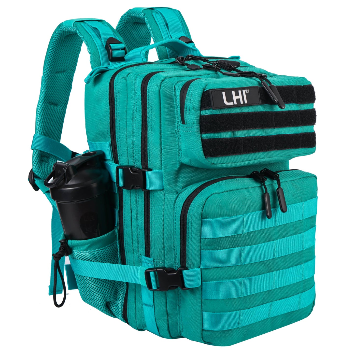 LHI Tactical Military Backpack for Men and Women 25L Army Assault Pack Bag Large Rucksack with Molle System-Lake Blue