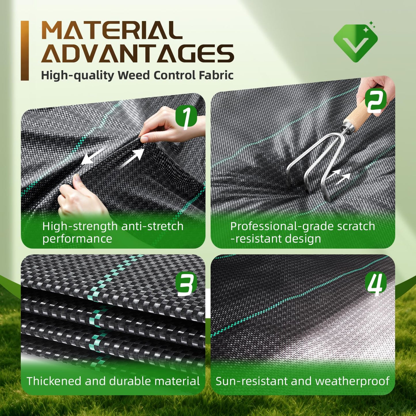 Land Guard 4ft x 300ft Weed Barrier Fabric Heavy Dusty, Ground Cover, Weed Mat, Woven Landscape Fabric for Garden, Lawn and Outdoor Project