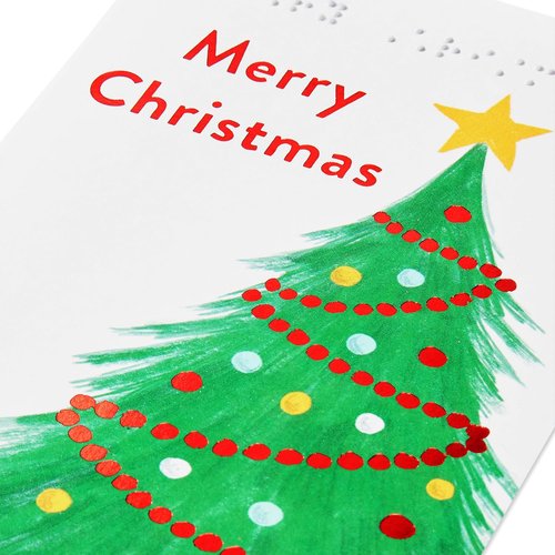 American Greetings Christmas Card - Braille Design Featuring Festive Christmas Tree
