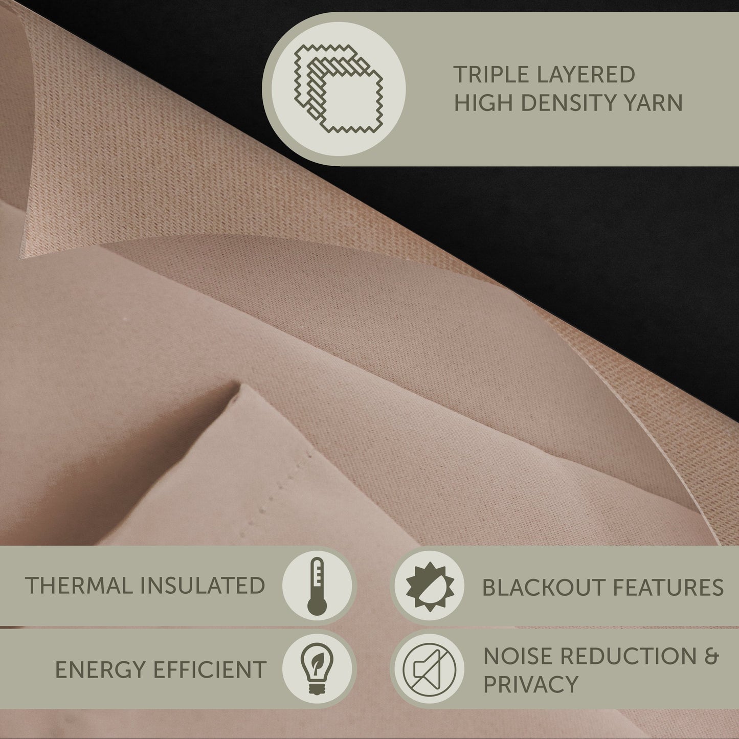 Rod Desyne Window Thermal Isulated Blackout Curtain with Metal Grommet, 180" x 108", Beige - 1 Panel