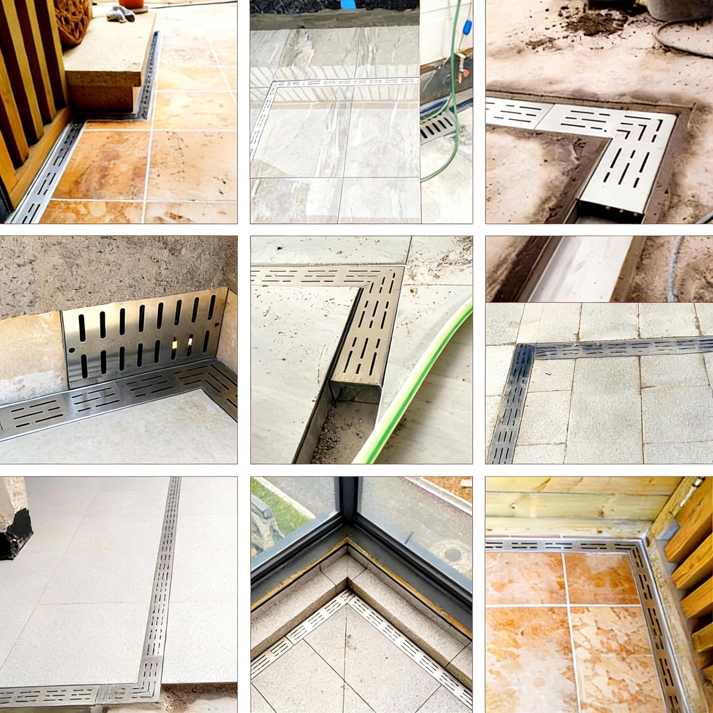 304 Stainless Steel Trench Drain Kit,Narrow Channel Drain with Grate & Coupling, Outdoor Drainage for Pool Deck/Yard/Driveway/Garage (1, Silver Gray, 19.6FT-1.4IN X 1.2IN)