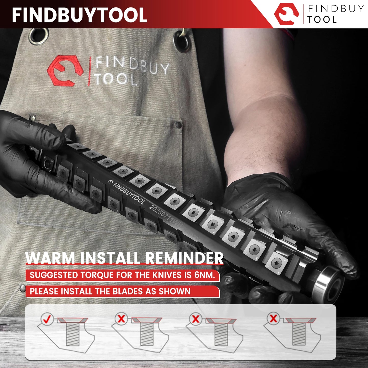 FINDBUYTOOL 13 Inch Helical Cutterhead for DeWalt Planer DW735 DW735X DW735-XE, 4 Rows for DeWalt Thickness Planer, Quiet & Efficient Upgrade Replacement Blade for DW735 Series Planer