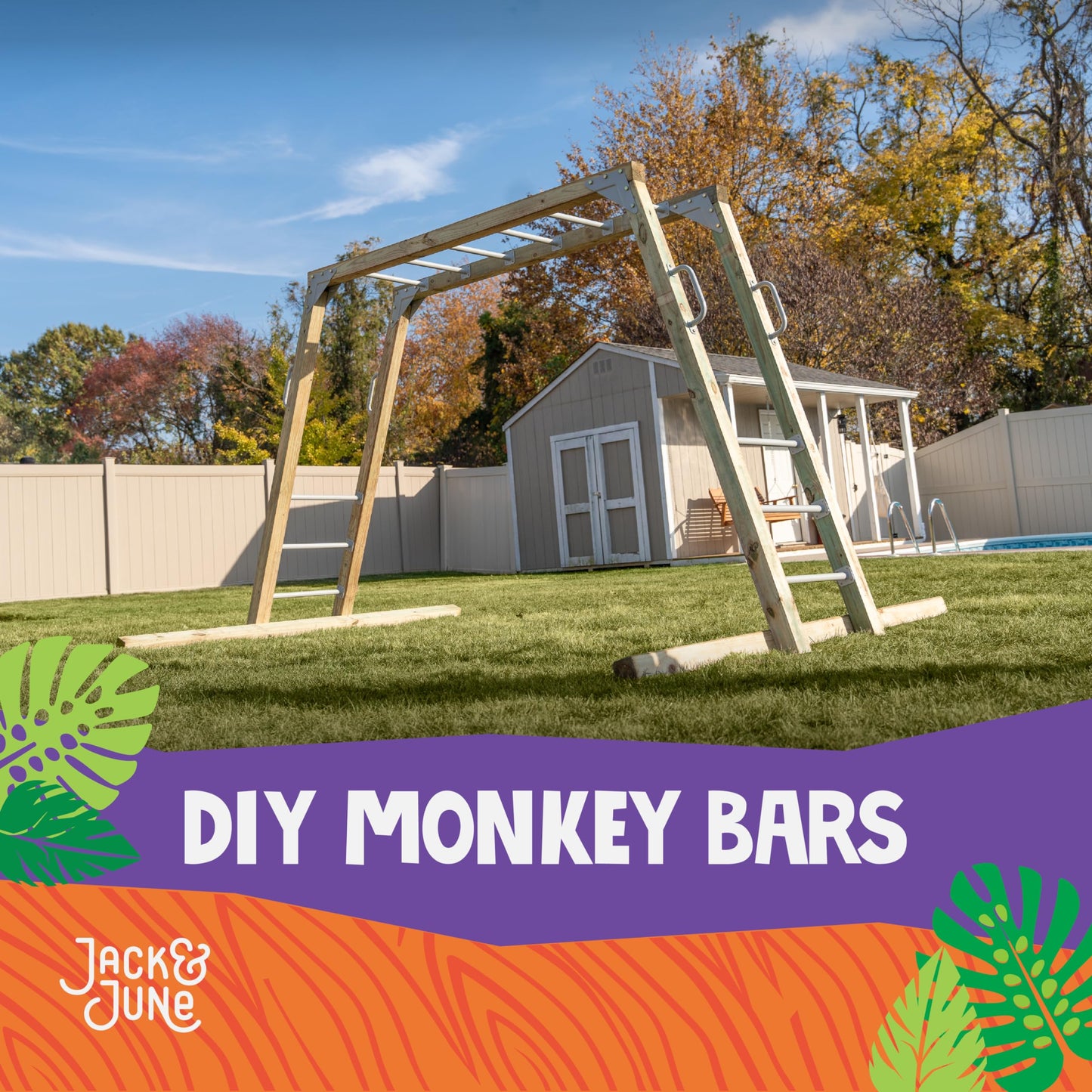Jack and June DIY Monkey Bars Kit 12 Pack Heavy Duty and Durable Do It Yourself UV-Resistant Outdoor Fun for Kids 21 Inch in Length Powder Coated Finish Monkey Bars