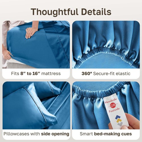 California Design Den King Size Cotton Sheet Set - 400 TC Award-Winning Silky Smooth Sateen, Deep Pockets - Cobalt Blue