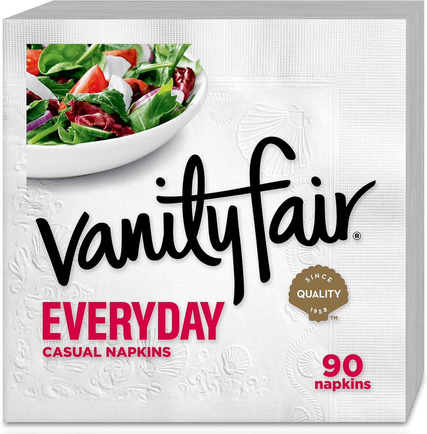 Vanity Fair Everyday Napkins - 1080 Count White Paper Napkins | Convenient Pack of 12