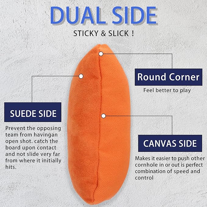 EunHo Dual Sided Cornhole Bags Regulation Set of 8 Professional Cornhole Bean Bags Slick and Stick for Tossing Game-All Weather