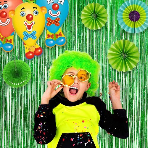 GREATRIL Green Tinsel Curtain Backdrop - Foil Fringe Streamers for Festive Decorations | 2 Packs