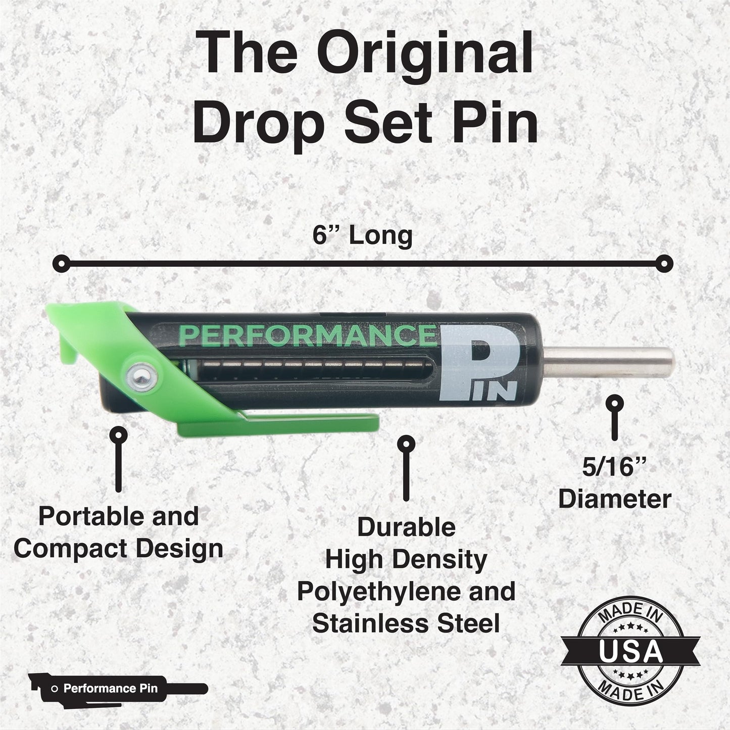 PERFORMANCE PIN The Original Drop Set Pins for Gym | One More Rep with Weight Stack Pins | Instant Transition to Lower Weights for More Reps | Proudly Made in America | 5/16" Pin | Black