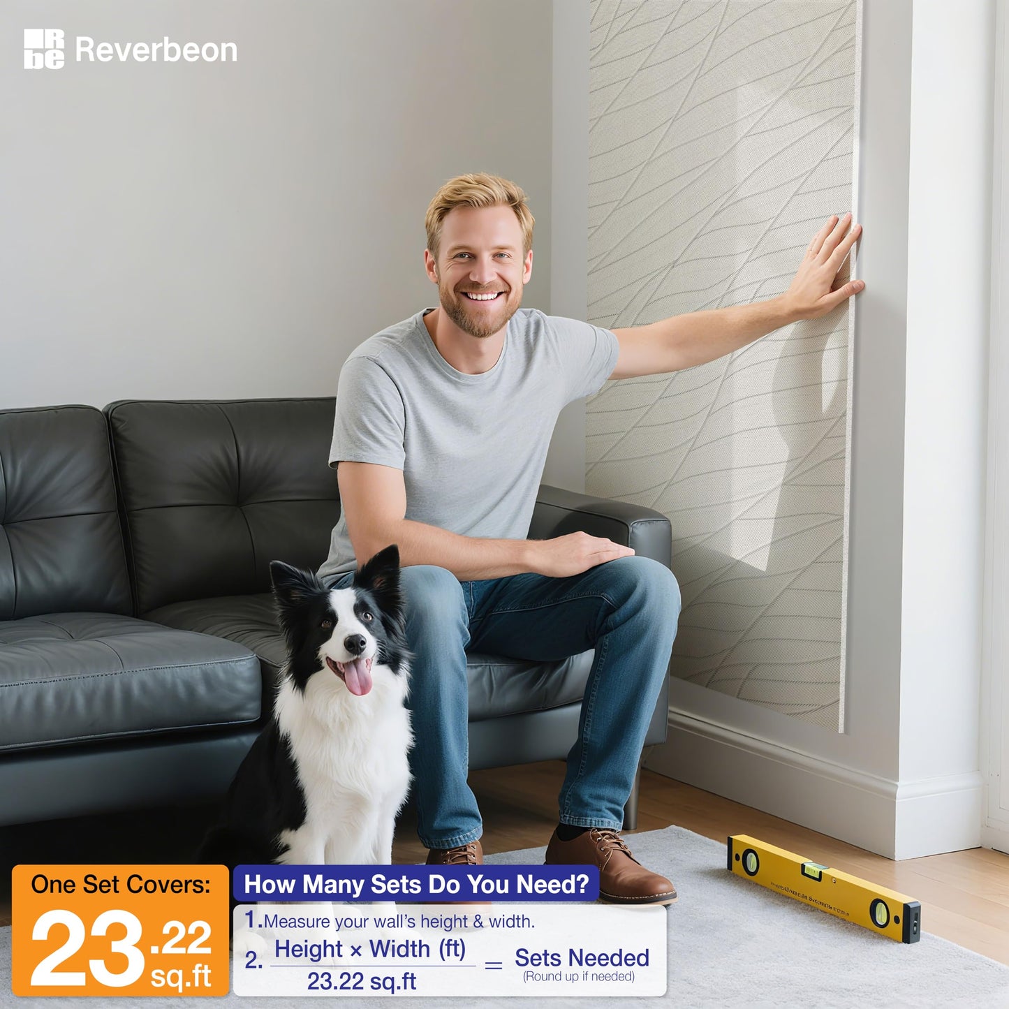 Minimalist Line Acoustic Panels, 23.6 x 23.6 Inch 6 Pack Decorative Sound Absorbing Wall Panels, Acoustic Wall Decor for Echo Reduction in Living Room, Bedroom, Home Office & Apartment