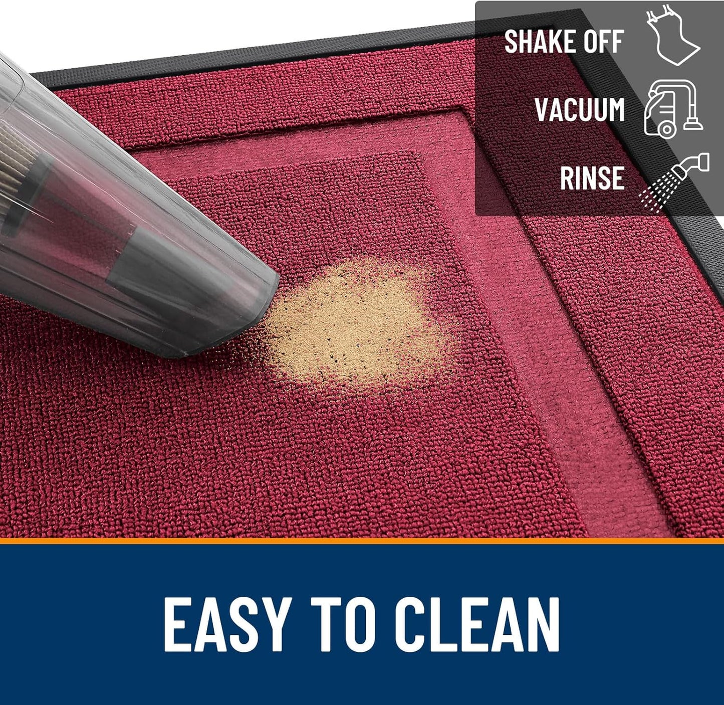OLANLY Waterproof Front Door Mat - All-Season Indoor/Outdoor Doormat, Easy Clean, 47x23, Burgundy