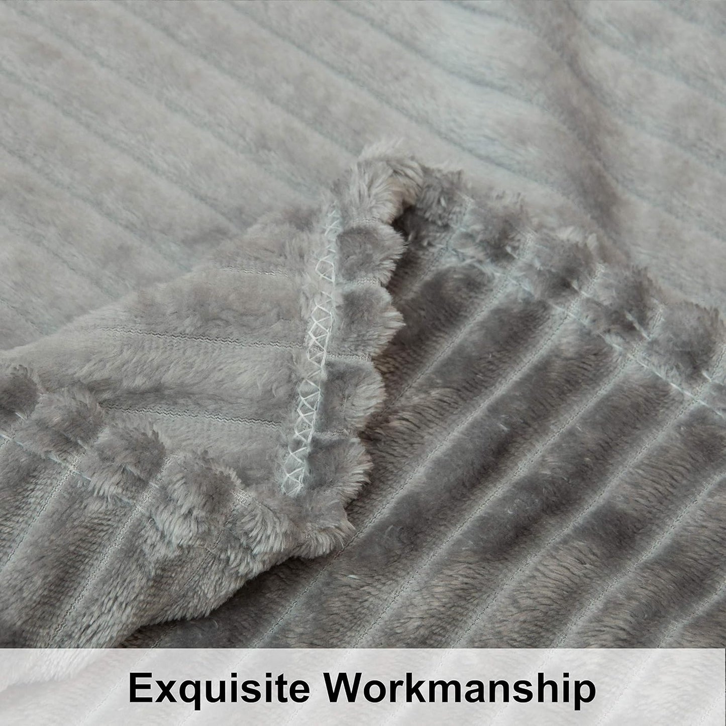 NTBAY Flannel Toddler Blanket - Fluffy, Warm & Reversible Stripes | 30x40 Inches, Grey