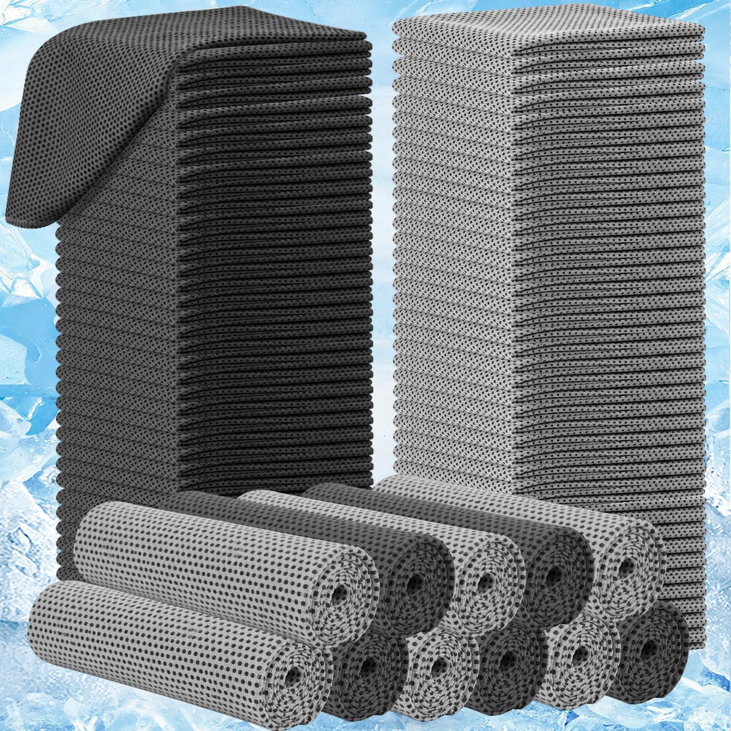 BBTO 80 Pcs 32 x 12 Inch Microfiber Cooling Towels, Ice Cold Towel for Neck and Face Breathable Chilly for Yoga, Sport, Gym, Workout, Camping and More Activities(Dark Gray and Light Gray)