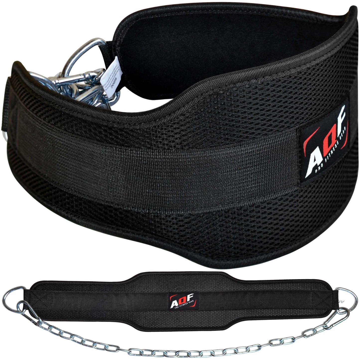 AQF Dip Belt for Weightlifting - Weight Belt with 36" Heavy Duty Steel Chain - Neoprene Padded Back Support Gym Lifting Belt for Powerlifting, Bodybuilding, Squat, Fitness & Pull up Training