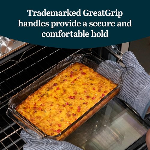 Libbey Baker’s Premium Glass Baking Dish Set - 5 Piece Stackable Casserole Dishes with Lids for Lasagna & Brownies