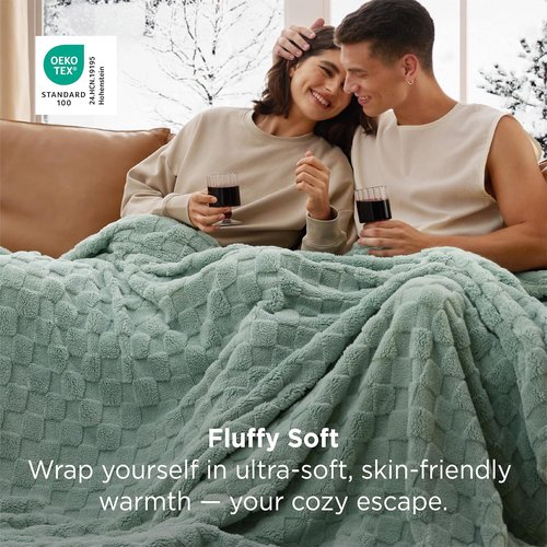 Bedsure GentleSoft Throw Blanket - Cozy Sage Green Checkered Fleece for Couch | 50x60 Inches, Perfect Gift for Moms and Girls