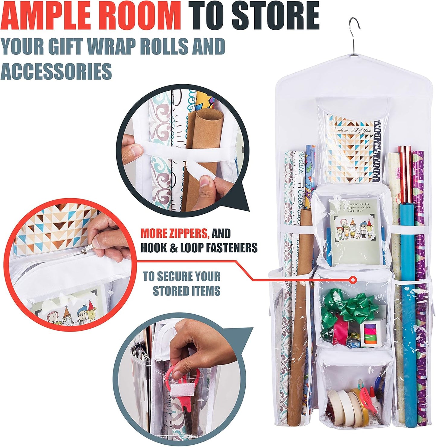Regine Switzerland Double-Sided Gift Bag & Wrap Organizer - Stylish White Design