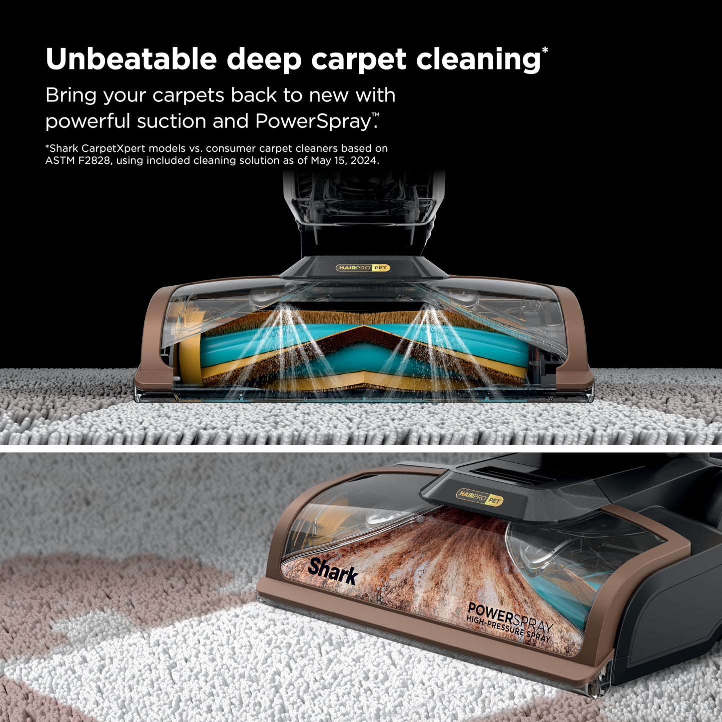 Shark CarpetXpert HairPro | Upright Carpet, Area Rug & Upholstery Cleaner | StainStriker Handheld Tough Stain Remover & Onboard Self Clean | Pet Hair Pickup & Odor Removal | 4 Tools | Copper | EX301