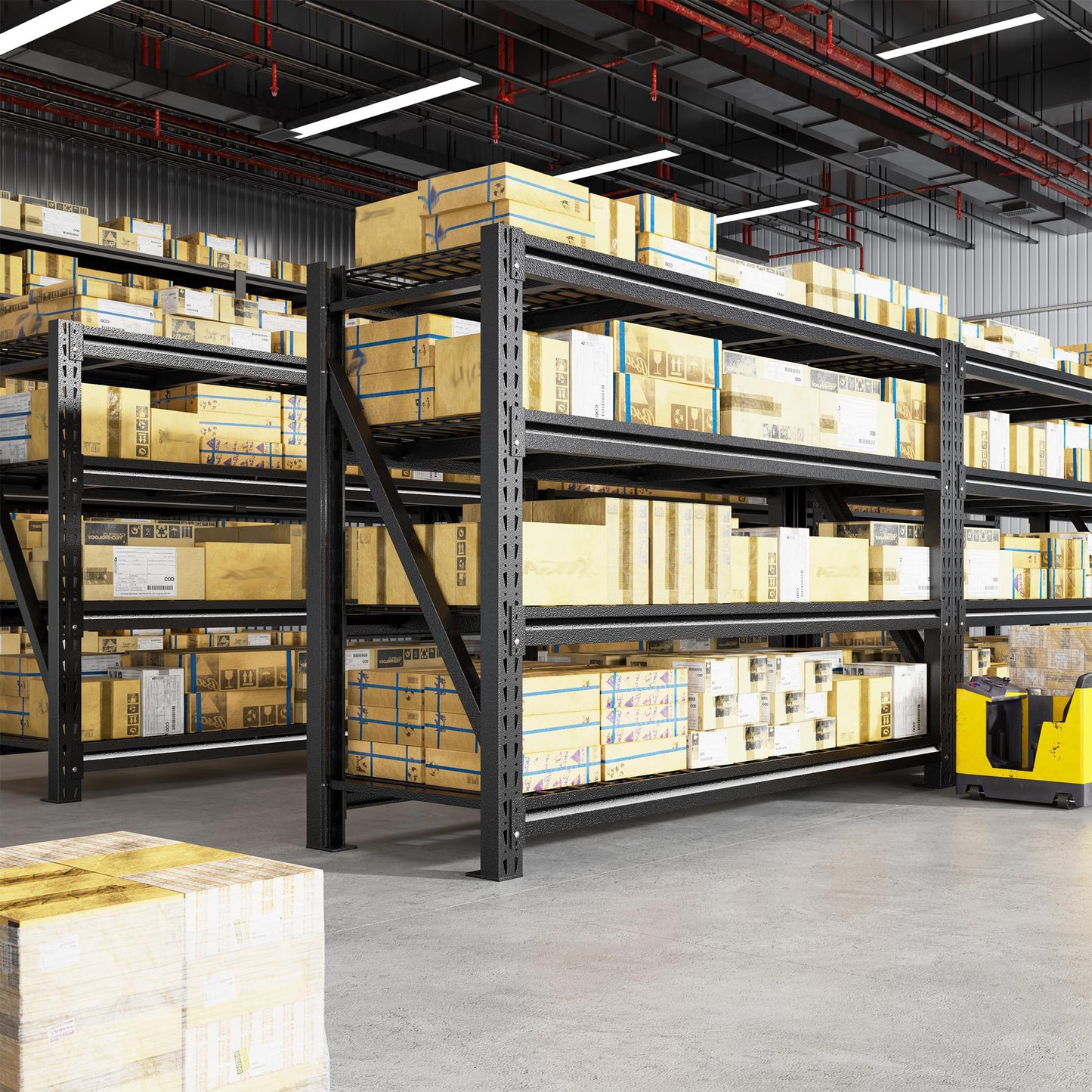 Romorgniz 5020LBS Heavy Duty Garage Shelving, 68.2" W Storage Shelves with Wire Deck, Rust/Water Resistant, 4 Tier Adjustable Industrial Shelving for Warehouse Basement, 23.5" D Deep x 72" H, Black