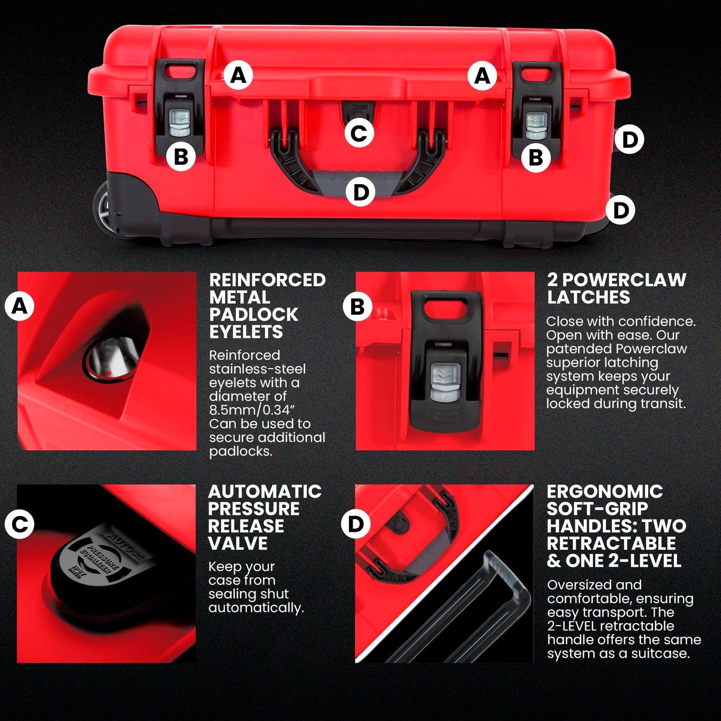 NANUK 935 Wheeled Waterproof First Aid Box Empty – Durable, Medical First Aid Organizer Case, IP67-Rated, Dustproof, Impact-Resistant, and Floats (20.5” x 11.3” x 7.5”) – Red