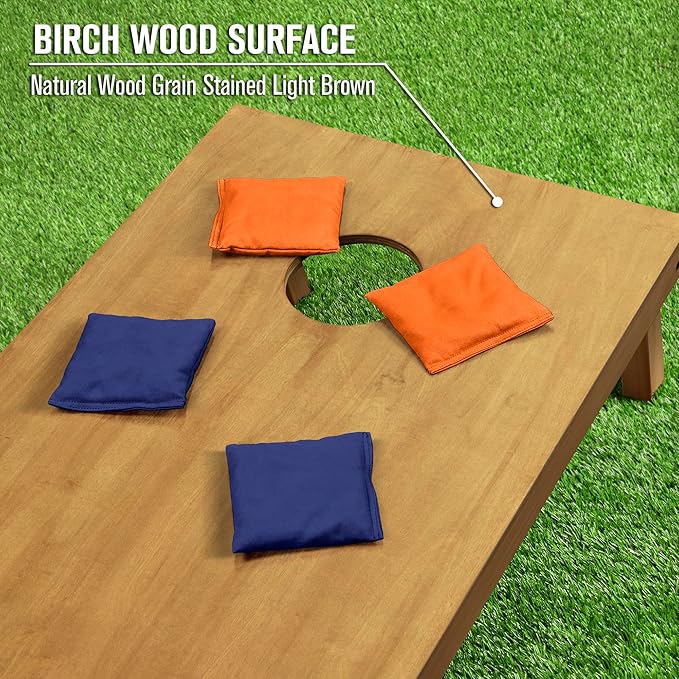 GoSports 4 ft x 2 ft Regulation Size Wooden Cornhole Boards Set - Includes Carrying Case - Full Regulation Size Bean Bag Toss Boards