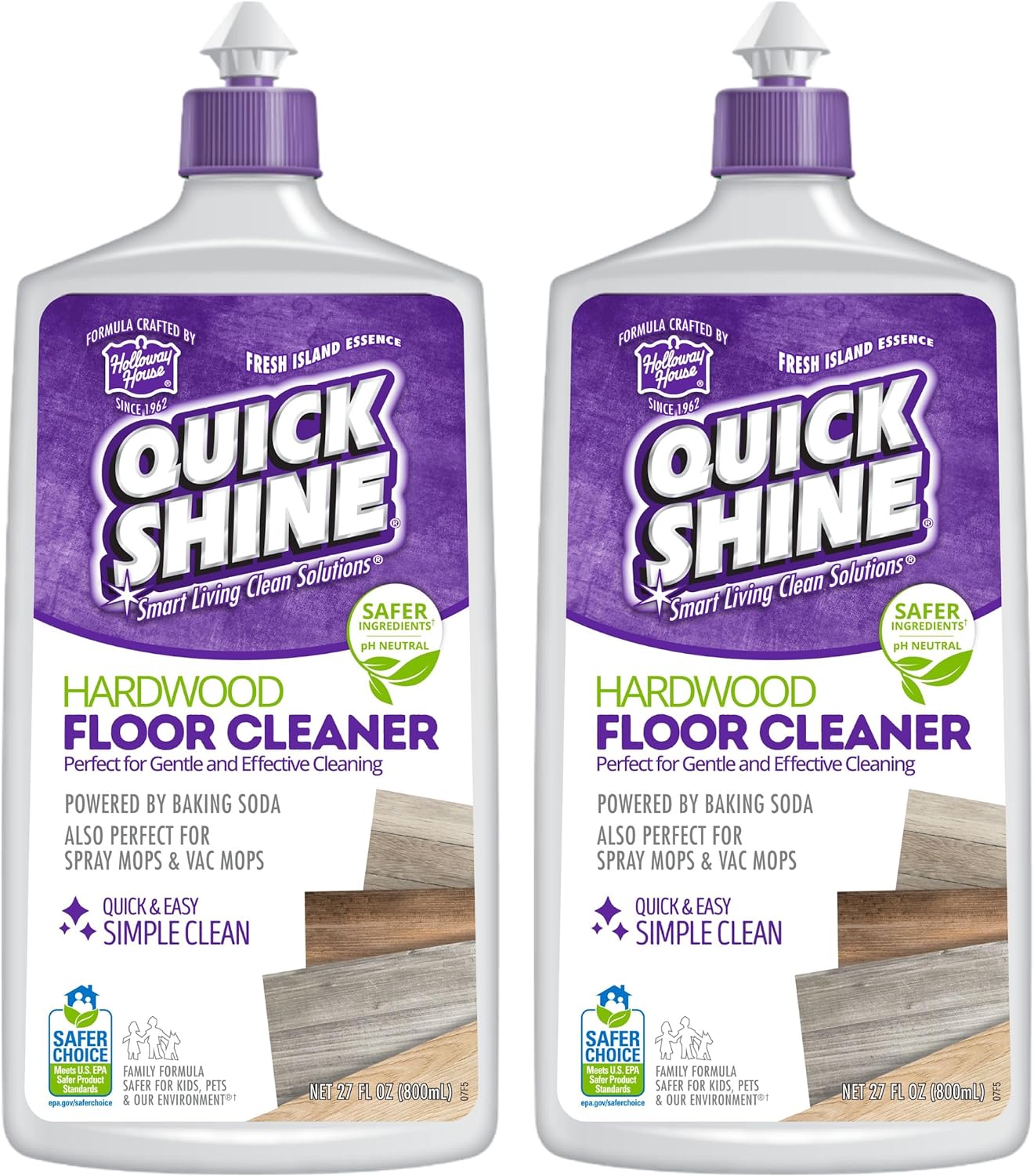 Quick Shine Hardwood Floor Cleaner - 27oz 2-Pack | Streak-Free, No Rinse Formula | Effective Dirt & Scuff Removal