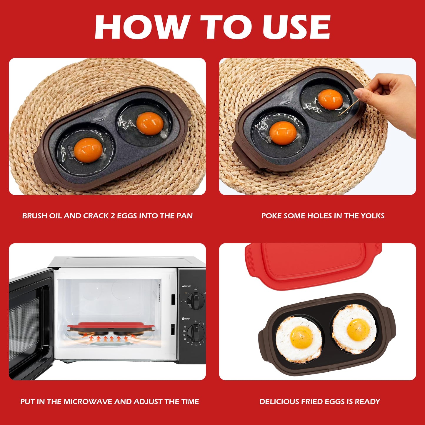 Microwave Egg Cooker, Microwave Egg Poacher | Cooker & Fryer for Breakfast Sandwiches | Maker for 2 Eggs | Dishwasher-Safe & BPA-free, Save Time,Portable for Home,Travel,Gifts