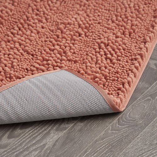 Laura Ashley – Astor Chenille Bath Mat | 100% Polyester | Premium Bathroom Décor | Machine Washable | TPR Backing | Measures 17” x 24” | Coral