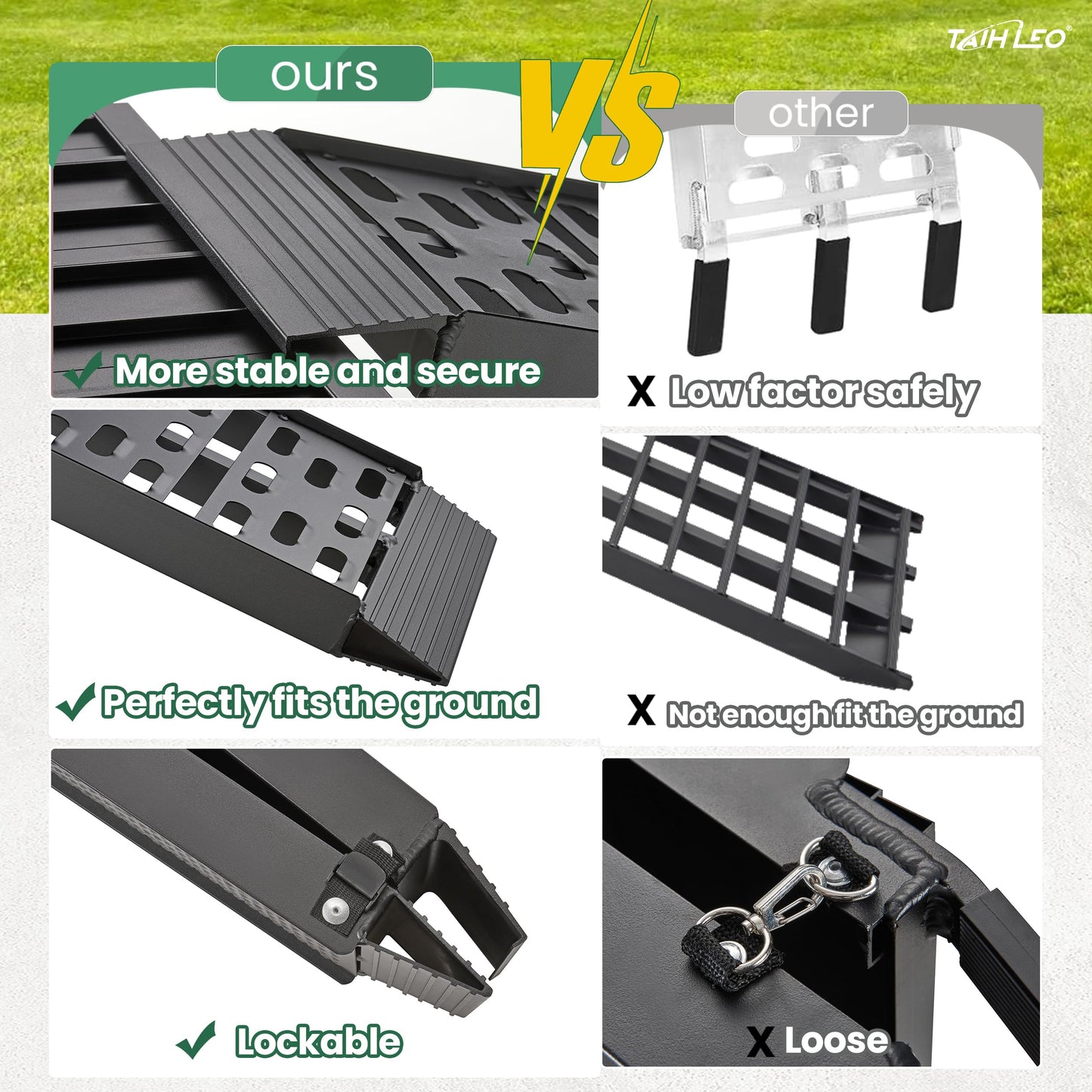 TaiH Leo ATV Ramps, 2 Pcs of 7.5ft Ramps for Trucks, 1500LBS Capacity Trailer Ramp for Motorcycles, Dirt Bikes, Lawn Mowers, Golf Carts, Garden Tractors, Snowmobiles