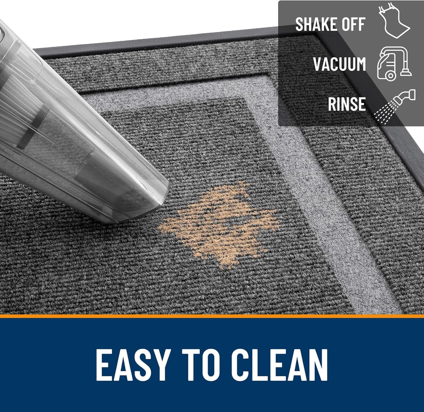 OLANLY Waterproof Front Door Mat - All-Season, Sturdy Natural Rubber, Easy Clean | 29.5x17, Dark Grey