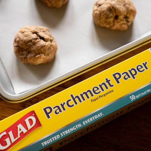 Glad Parchment Paper for Baking - 50 Sq Ft White Roll for Easy Food Storage & Everyday Use