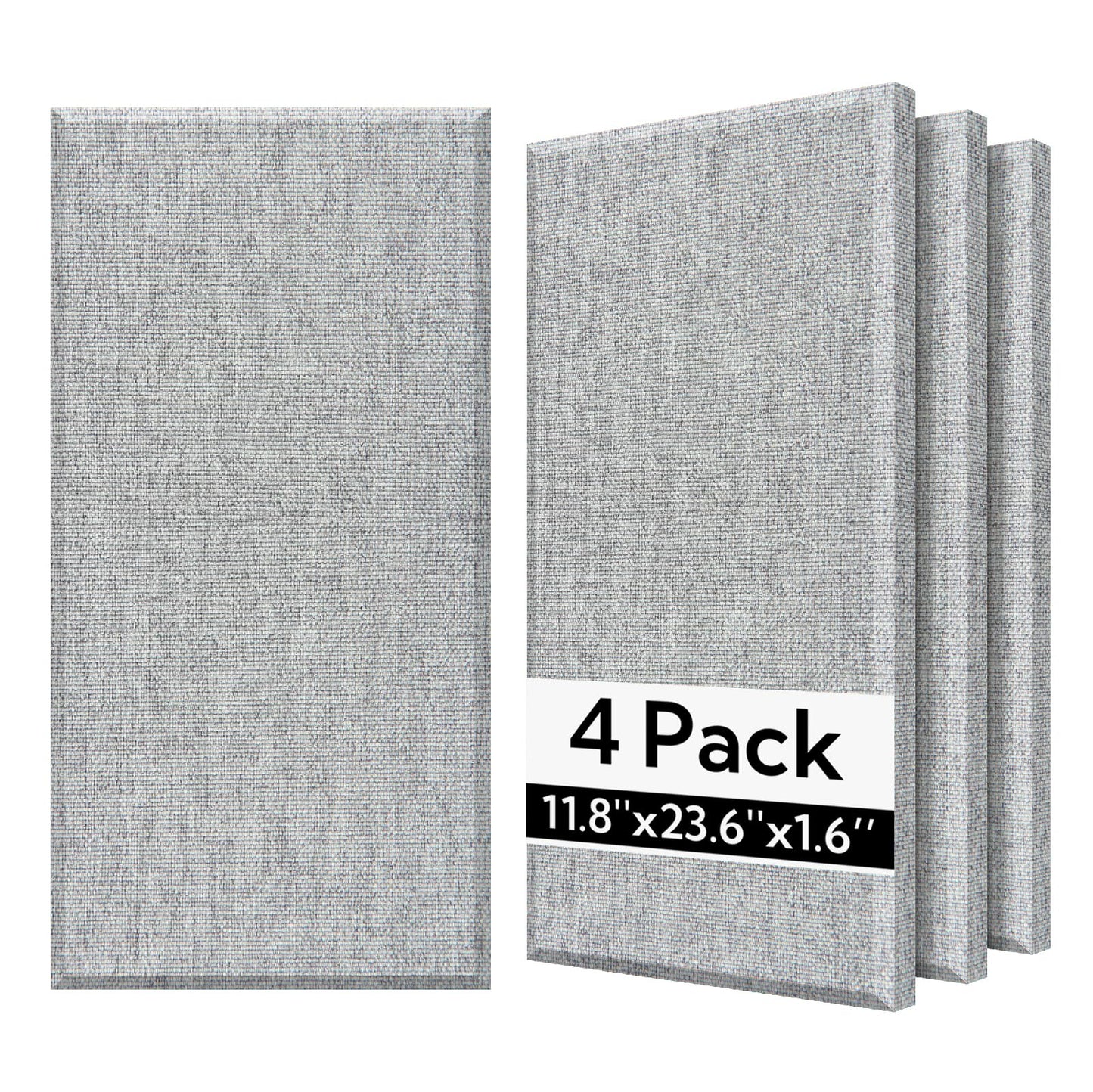 Olanglab Fiberglass Acoustic Wall Panels 4 Pack, 11.8'' x 23.6'' Sound Panels, Fabric Wrapped Sound Proof Panels for Walls (Light Gray)