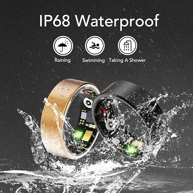 Smart Health Ring for Women Men Fitness Tracker with Heart Rate, Blood Oxygen, Blood Pressure, Sleep Monitoring, Step Counting, IP68 Waterproof for iOS and Android, No APP Fee, Silver 13