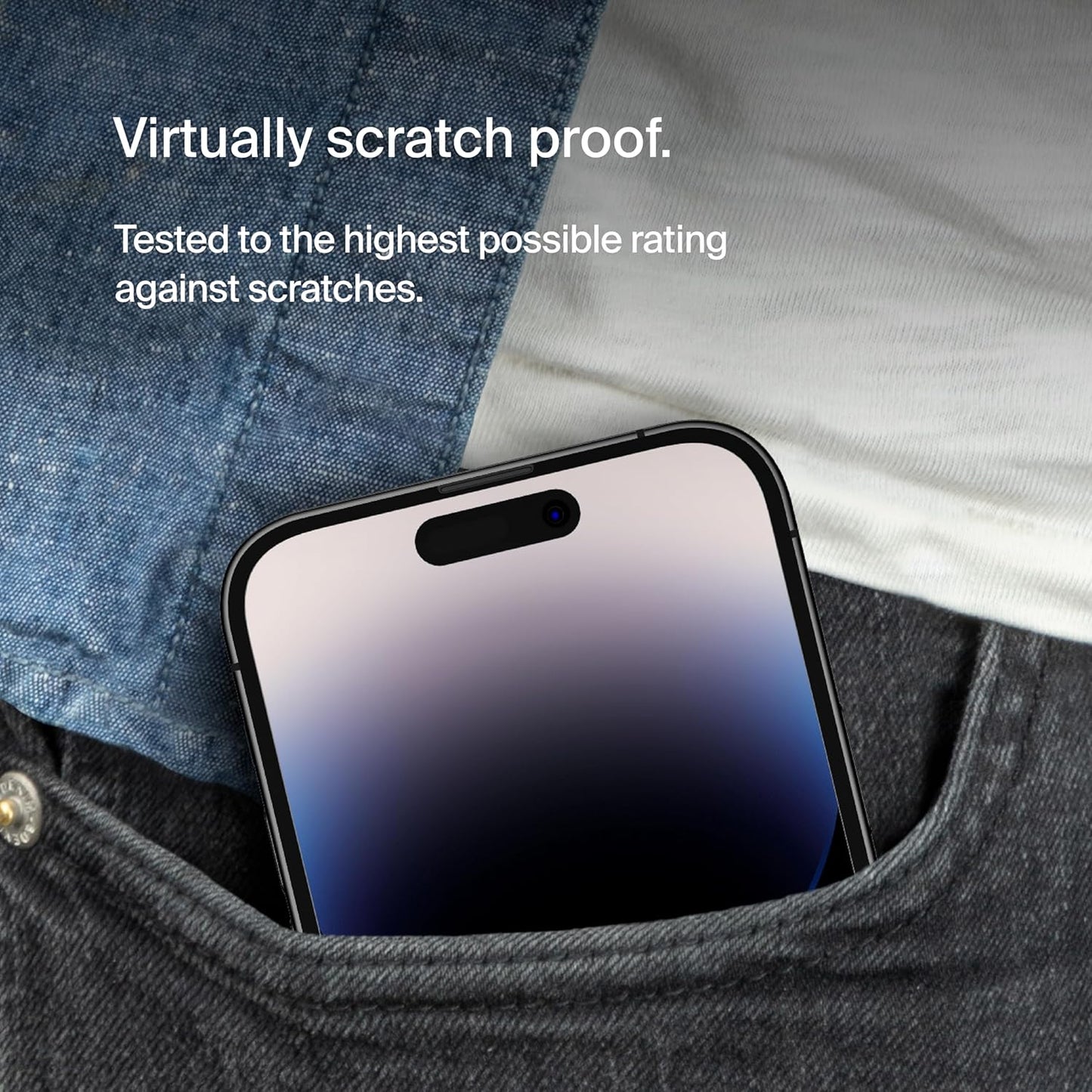 14 Belkin ScreenForce TemperedGlass Privacy Screen Protector for iPhone Pro - Treated Surface with Anti-Fingerprint