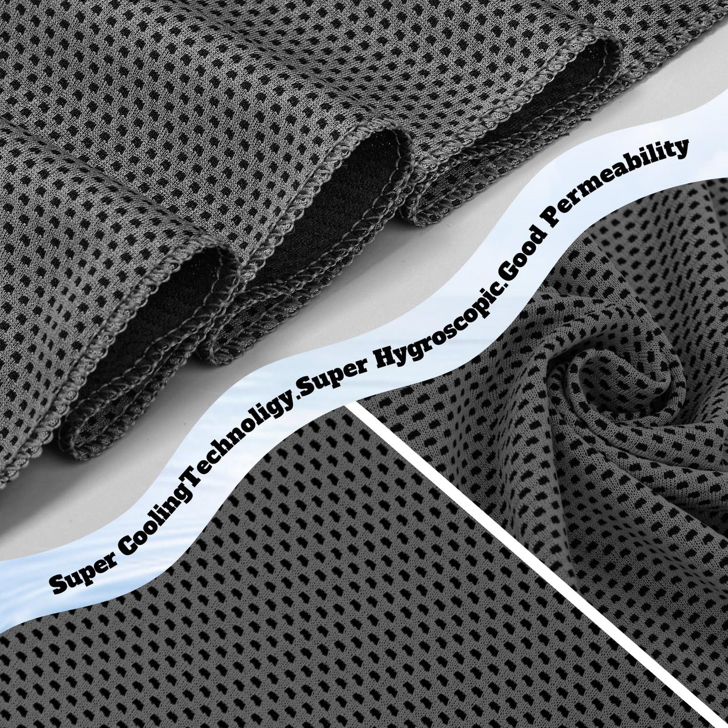 Honoson 60 Pcs Cooling Towel Bulk - 28" x 16" Neck & Face Cool Chilly Towels Microfiber Breathable Sport Sweat Rag for Gym, Yoga, Travel, Camping, Running, Outdoor(Dark Gray)