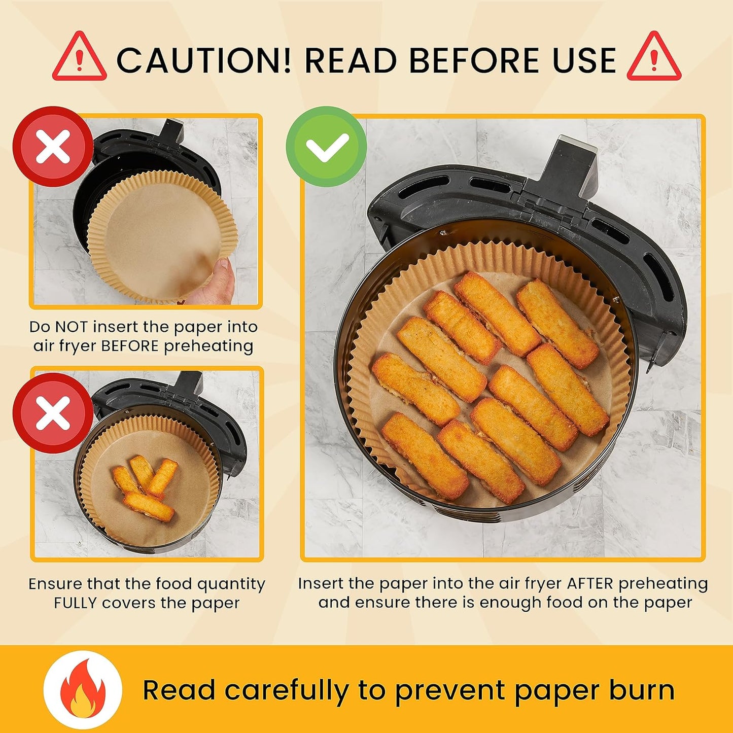 Baker's Signature 250 Pcs Air Fryer Liners - Round Non-Stick & Oil Proof for Easy Cleanup | 8 Inch for 5-8 Qt Baskets
