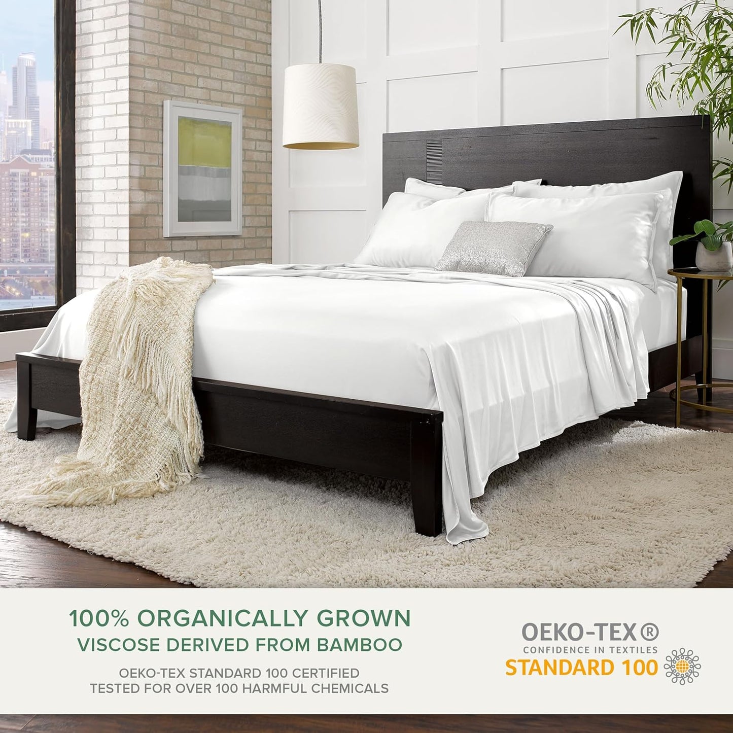 Pure Bamboo California King Sheets - 100% Organic Viscose Bed Set, Soft & Cooling, White
