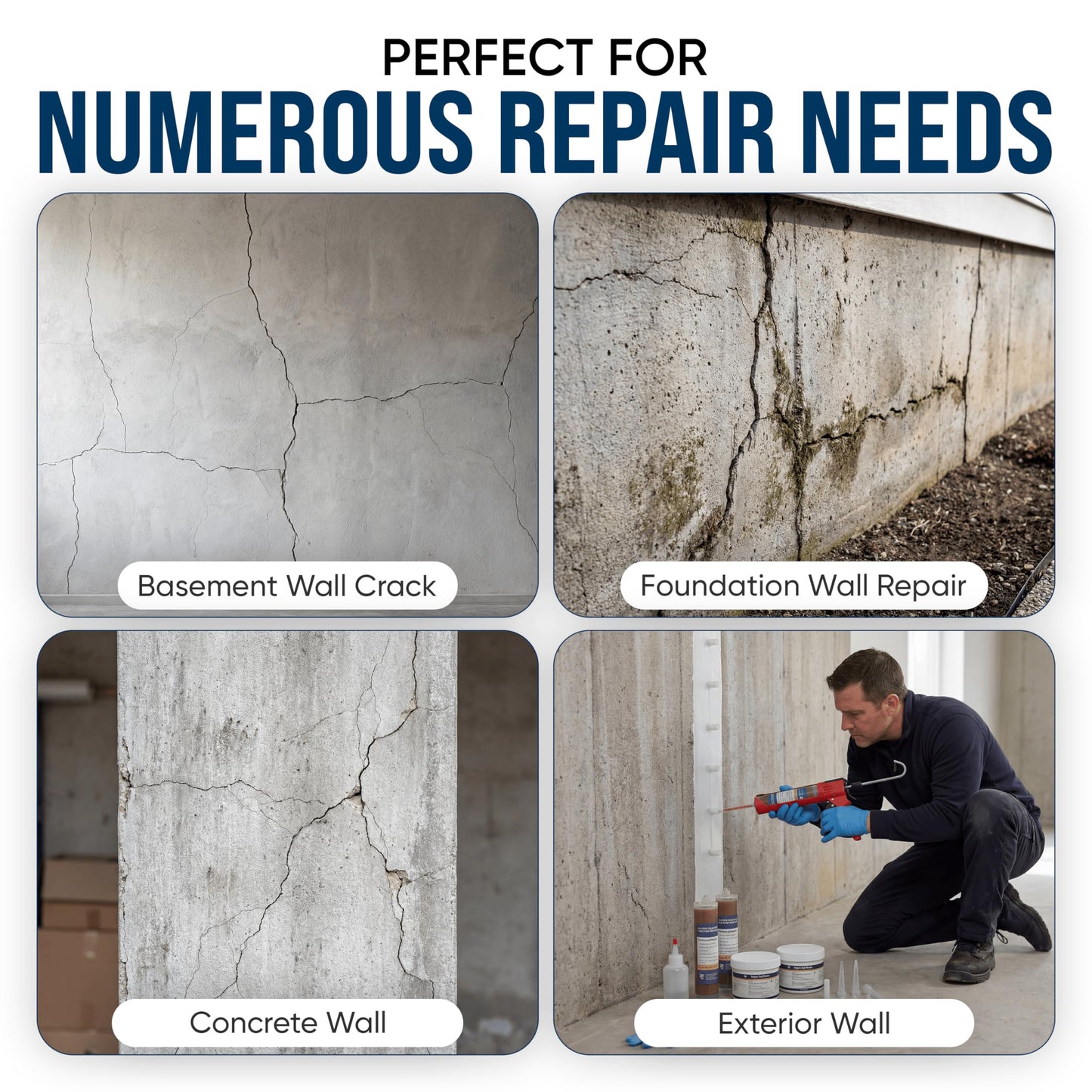 Concrete Crack Injection Kit – DIY Basement Wall Crack Repair – Polyurethane Leak Seal System – Stops Active Water Leaks in Foundation Walls – Easy No-Dig Injection Repair Kit - Ideal for DIY Projects
